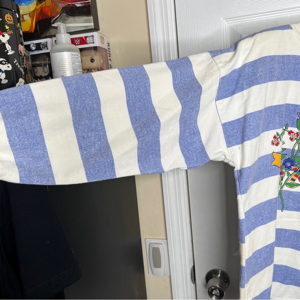 Vintage EXPRESS Logo Striped Shirt 80s Oversized Fit USA medium - Picture 6 of 13